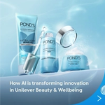 Pond’s skincare range with messaging on AI transforming beauty and wellbeing innovation.