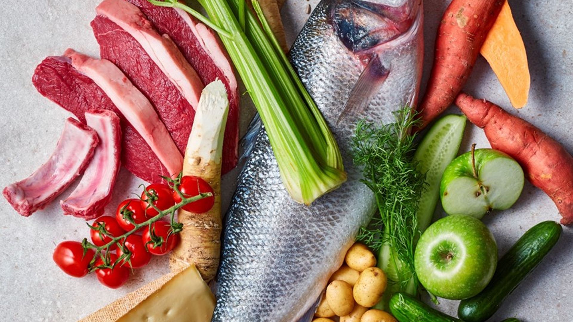 A selection of fish and vegetables 