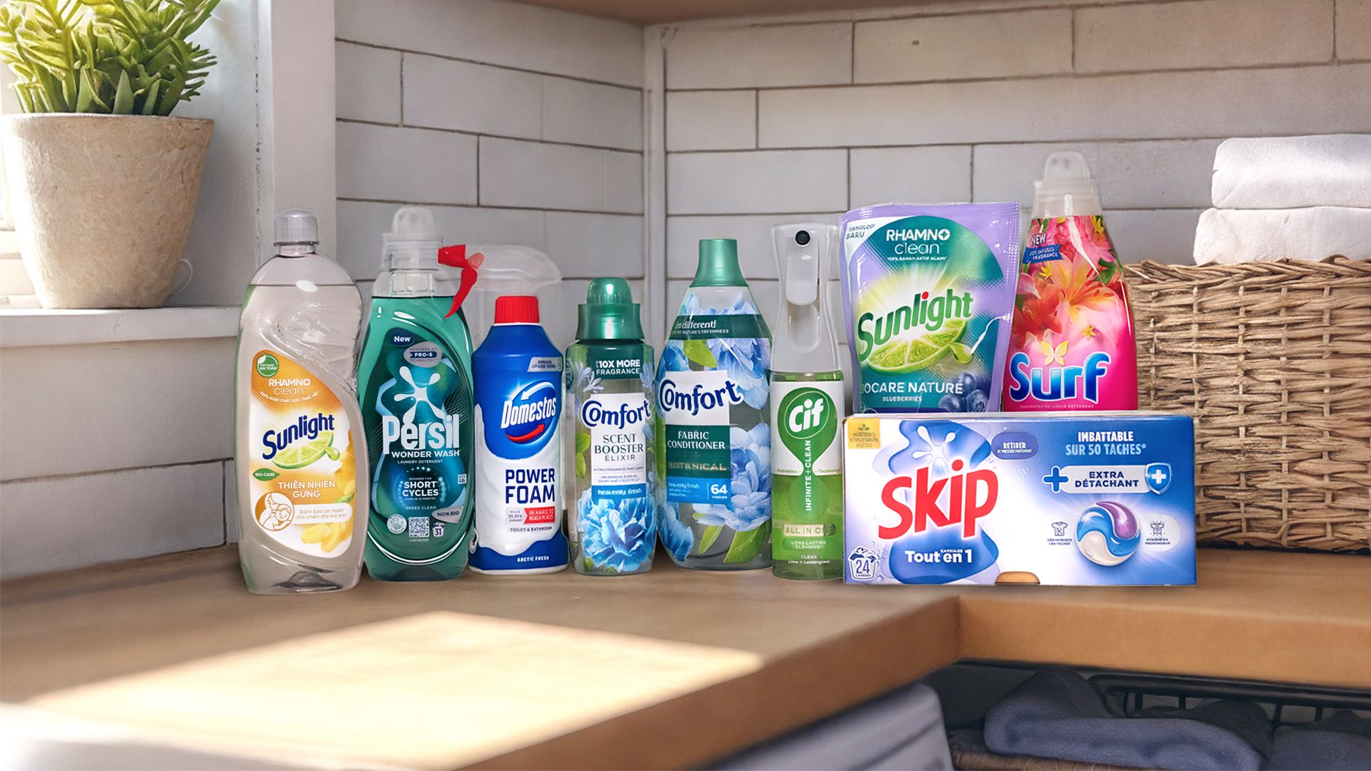 A display of Unilever's Home Care Power Brands.