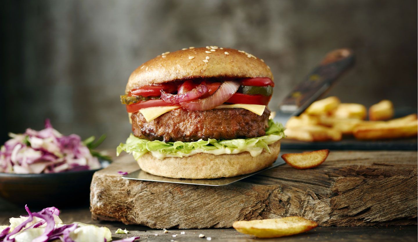 The Vegetarian Butcher’s vegan burger – a meat-free quarter pounder perfect for eating in a bun with all the trimmings