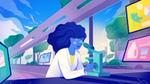 Illustration of a scientist looking into a microscope