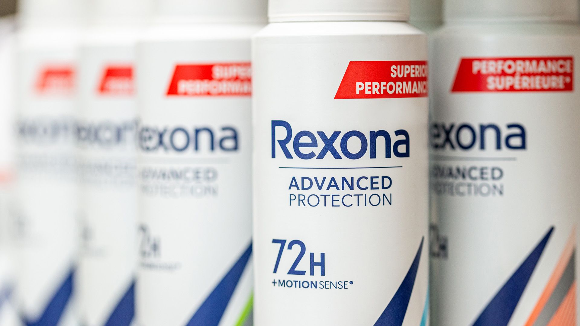 A selection of Rexona Advanced Protection deodorants. Rexona is one of Unilever’s €1 billion brands.