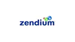 The logo for Unilever Personal Care’s Zendium brand. Blue text with three orbs in red, green and blue