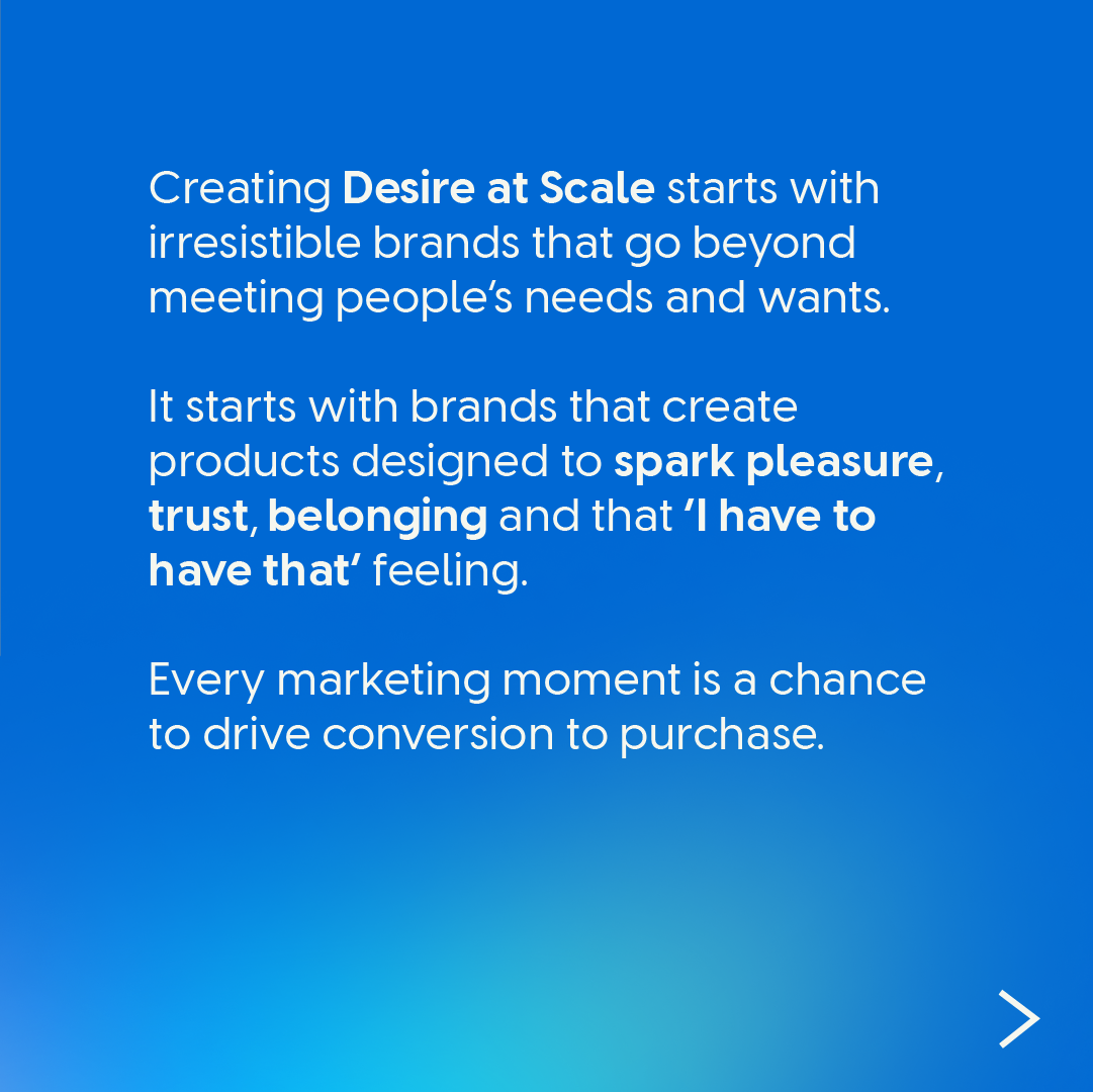 Text about creating desire with brands and marketing conversion.