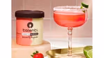 Tub of Talenti Pairings’ Strawberry Margarita sitting beside a strawberry margarita cocktail in a coupe glass