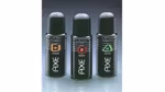 Three cans of Axe eau de toilette deodorant from the brand’s launch in France in 1983. Fragrances featured are Ambre, Musk and Boise.