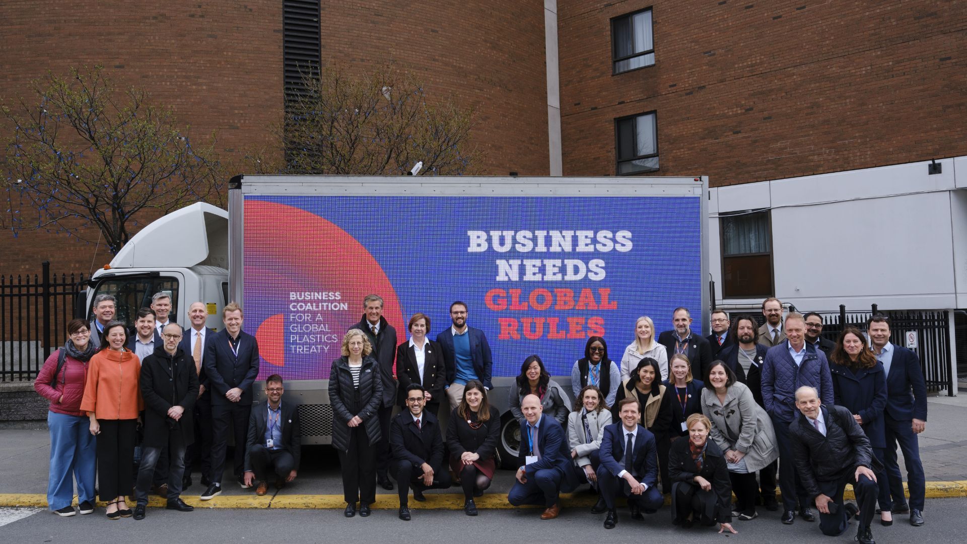 Members of the Business Coalition for a Global Plastics Treaty at INC4 in Ottawa.