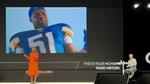 Conny Braams and Alessandro Manfredi on stage discussing the power of Unilever’s ad for the Super Bowl