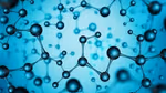many connected atoms on a blue background