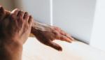 Wiping cream into hand