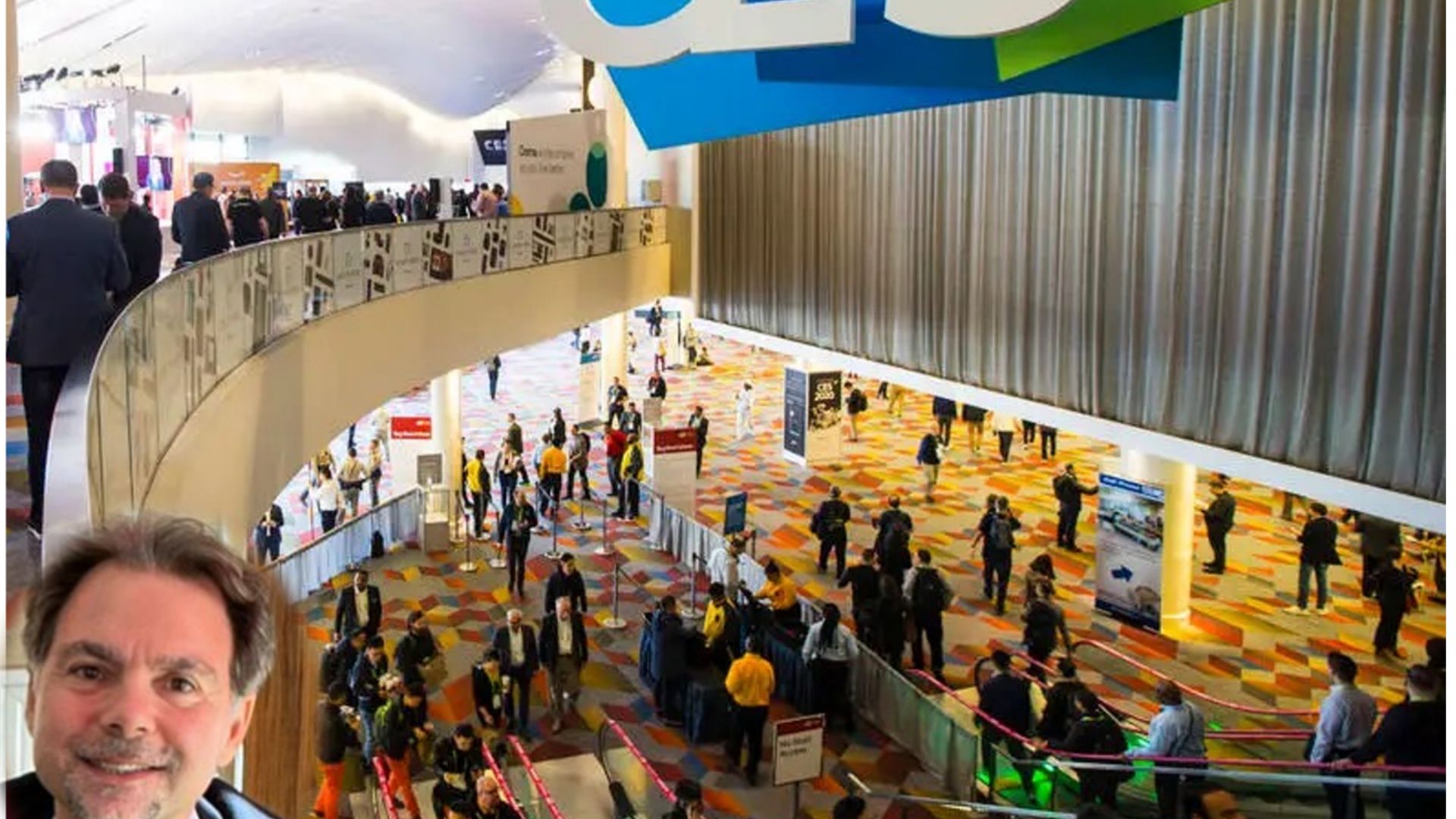 Sukru Dincer, Global VP Digital & Sustainable Choices, taking a selfie in the exhibitors hall at CES in Las Vegas