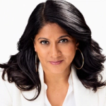 Priya Nair, CEO & Managing Director, Hindustan Unilever Limited. She has long dark wavy hair, is wearing a white suit and large hooped earrings.