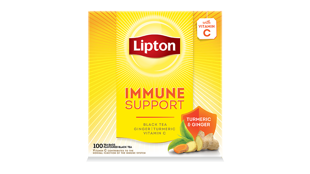 A photo of a pack of Lipton Immune Support tea