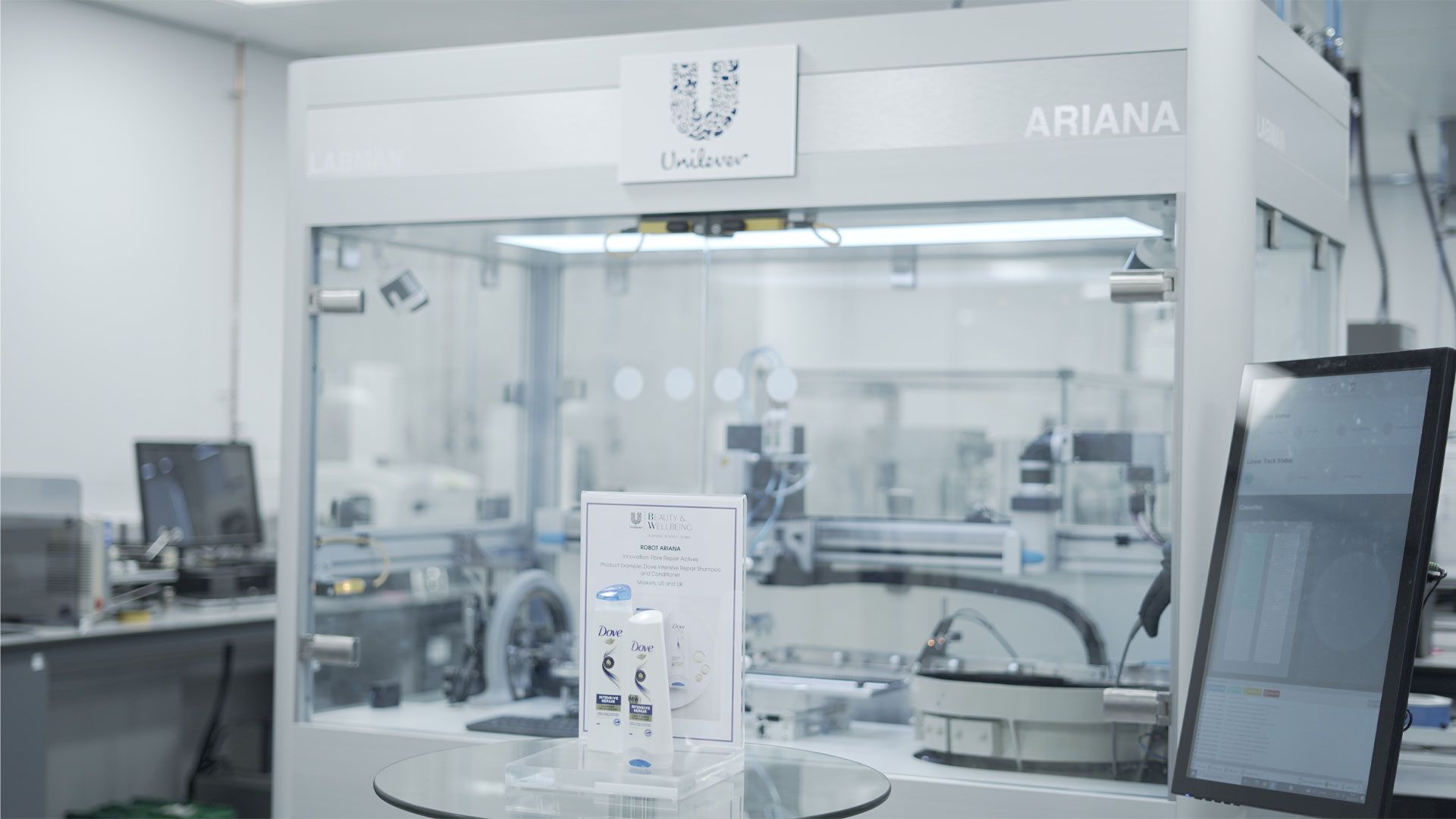 A robot used to help create beauty products for Unilever’s Dove brand at the Materials Innovation Factory in Liverpool