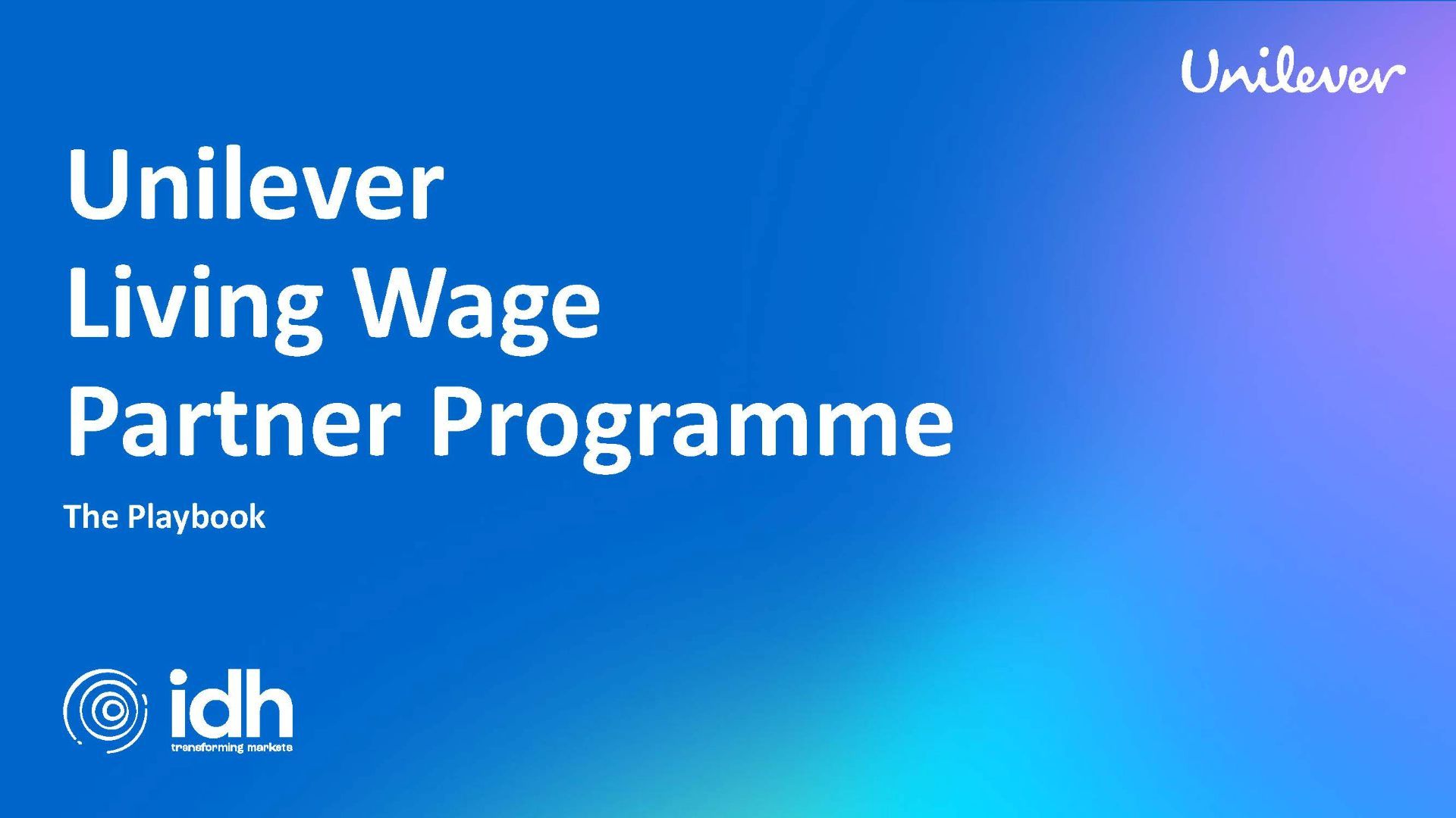 Cover of Unilever Living Wage Partner Programme.