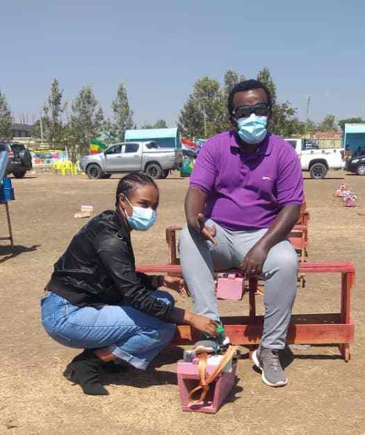 Guests at the shoe-shine launch event