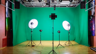Lights and cameras in a studio