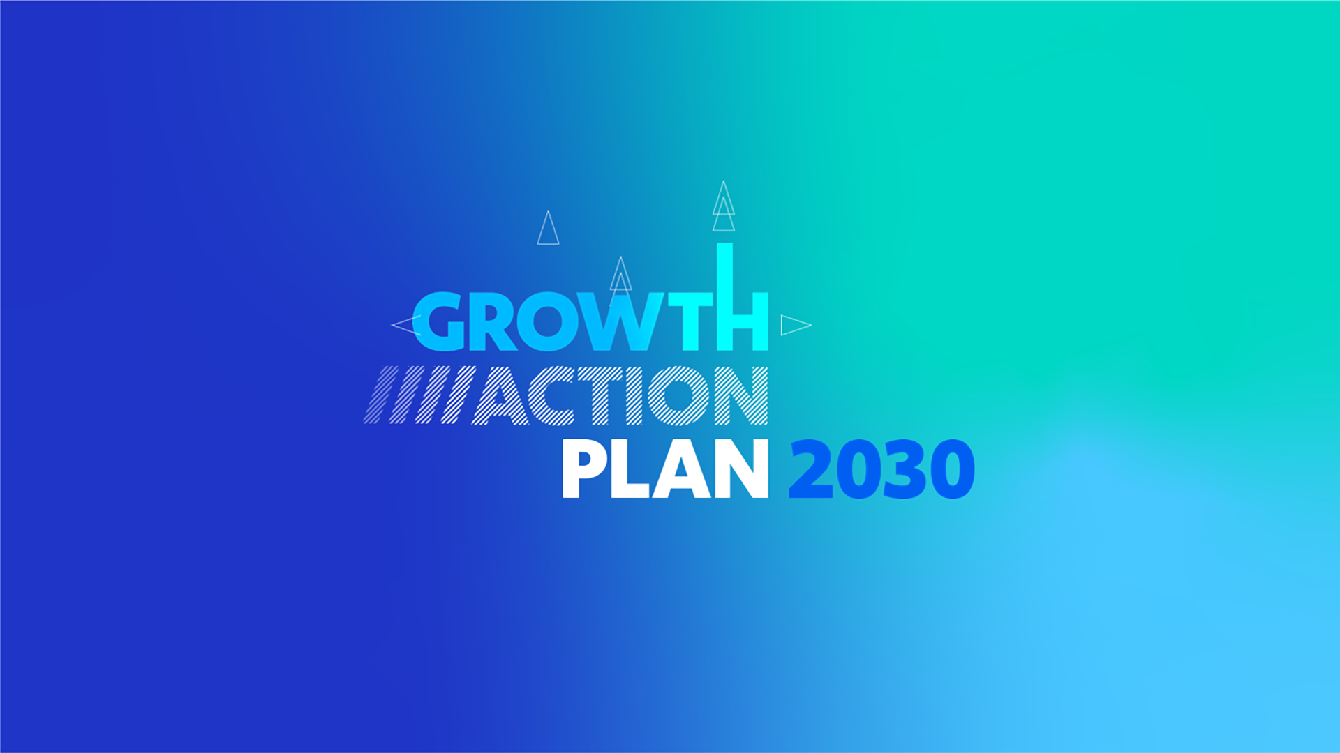 The Growth Action Plan 2030 logo on a blue and green coloured background