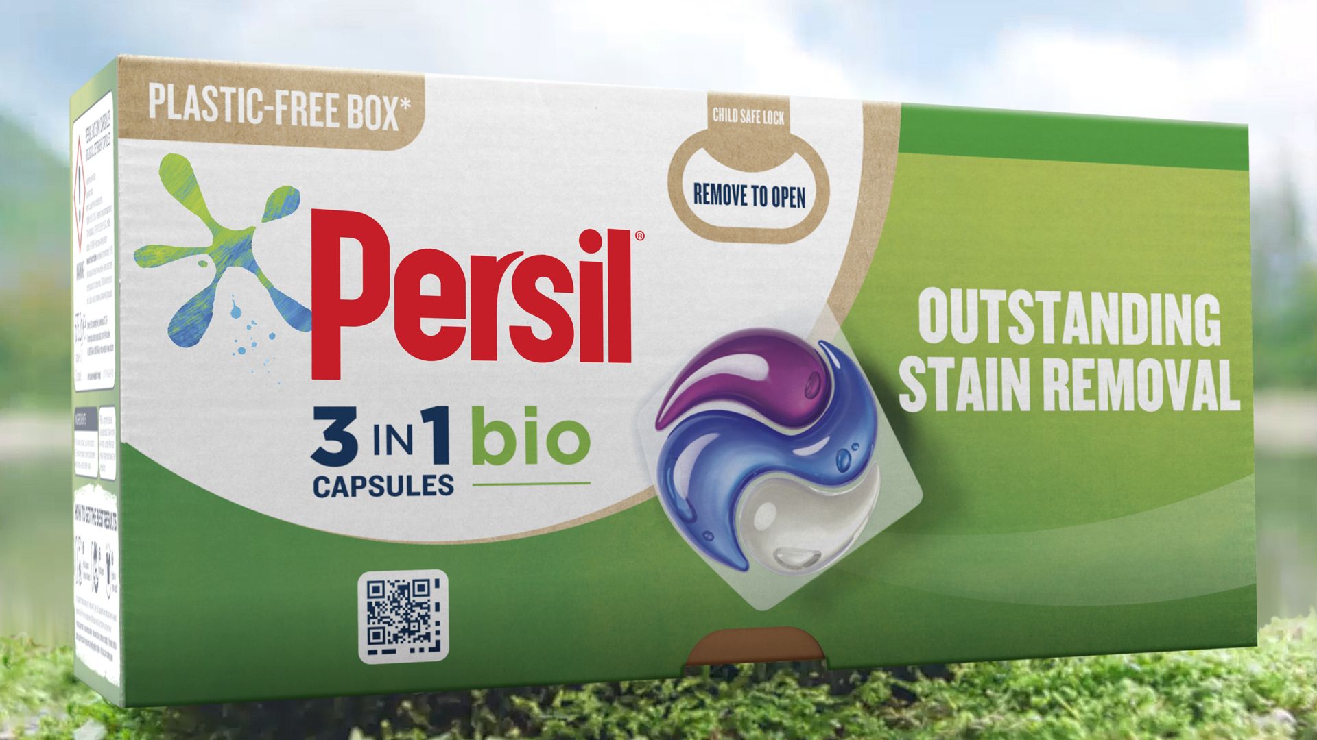 Persil cardboard pack with accessible QR code