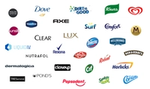 An assortment of Unilever product logos