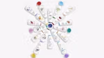 Dove Body Wash bottles arranged in a circle.