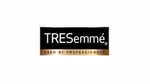 The logo for Unilever Beauty & Wellbeing’s TRESemmé brand. White text on a black and gold label with ‘Used by professionals’