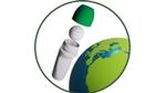 A roll-on packaging next to planet Earth.