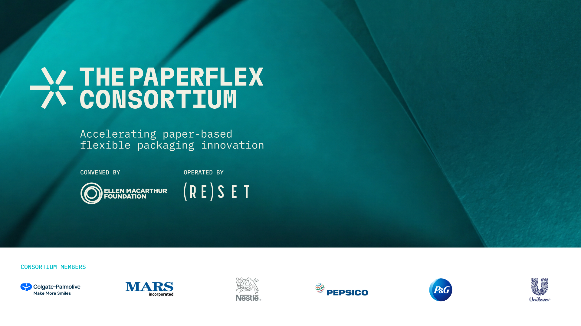 PaperFlex Consortium asset showing the Colgate-Palmolive, Mars, Nestlé, PepsiCo, Procter & Gamble and Unilever logos