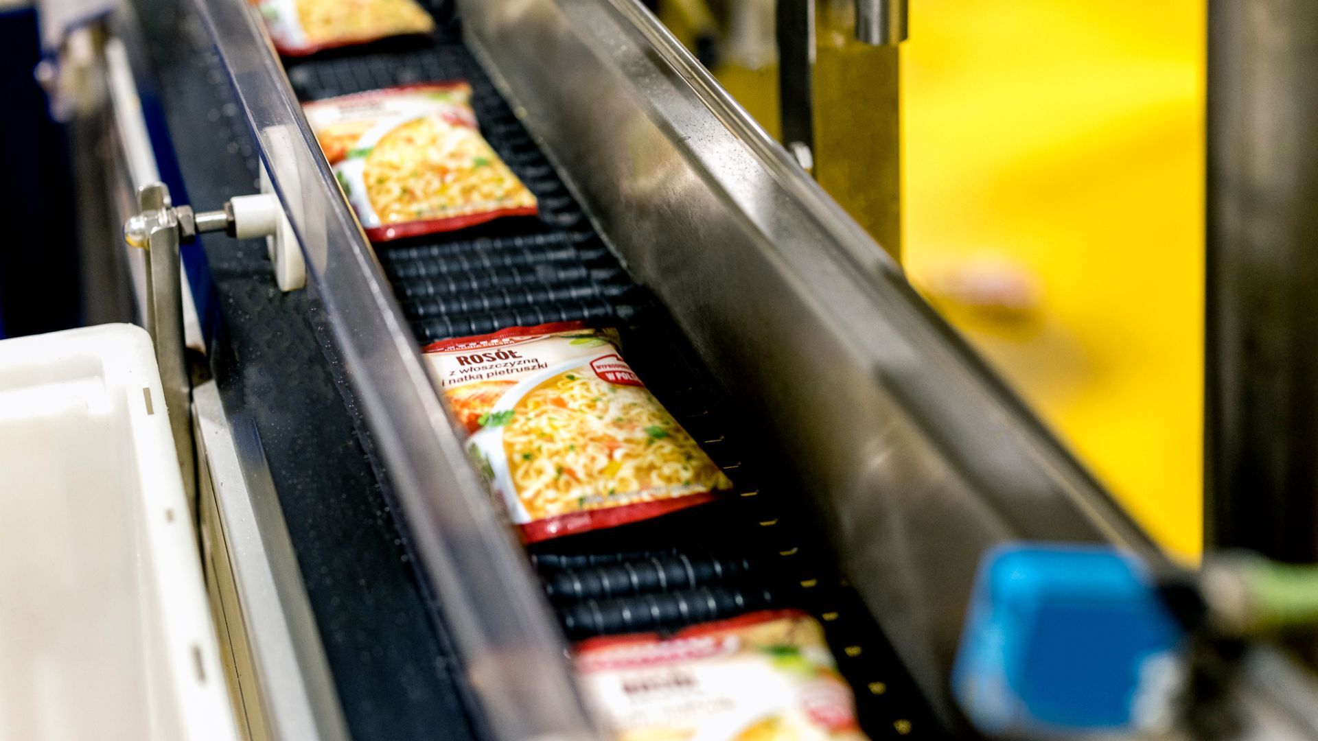A pack of Unilever noodles on the production line at the Poznan factory