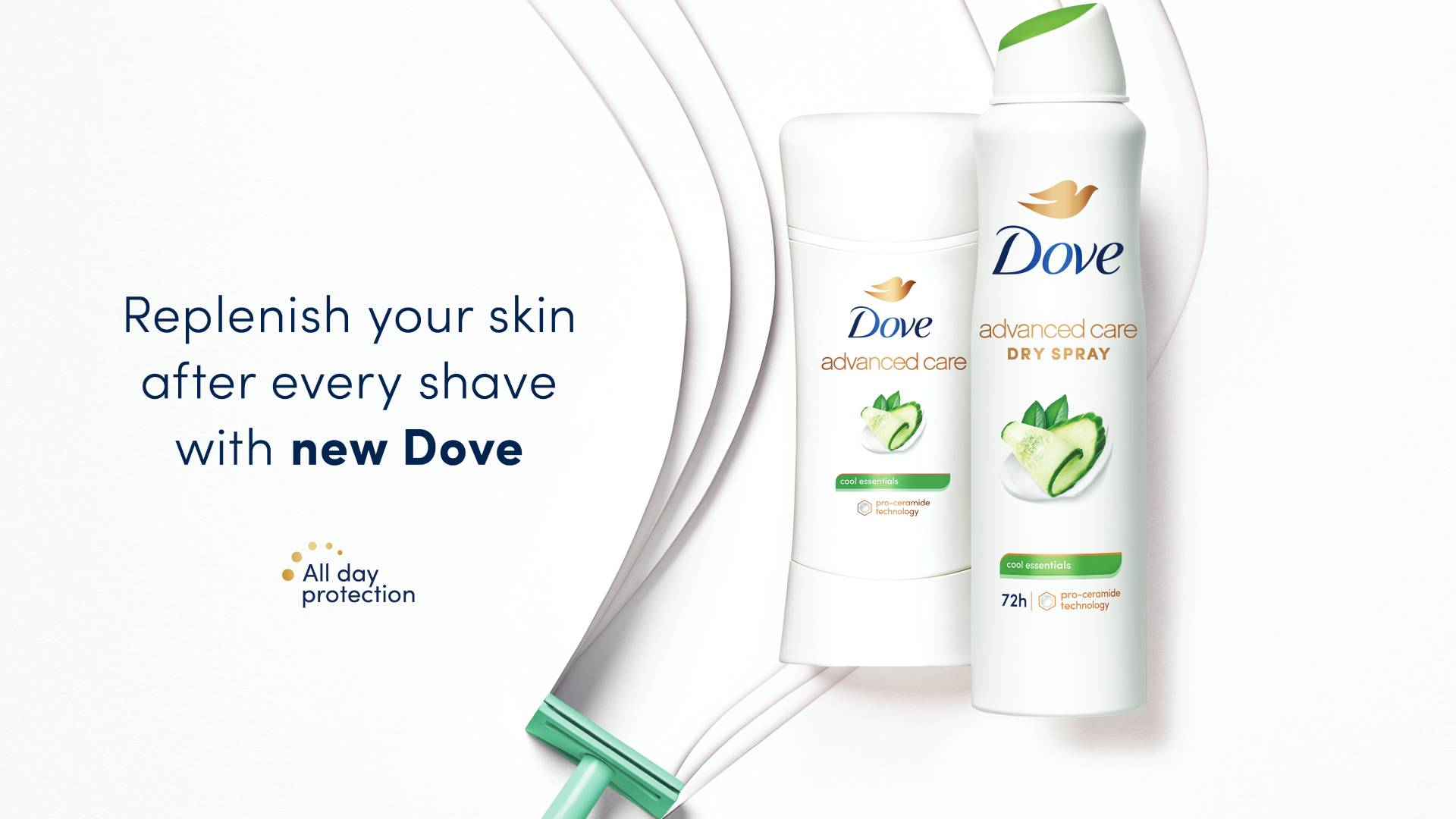 An image of the marketing campaign for the Dove advanced care deodorant.
