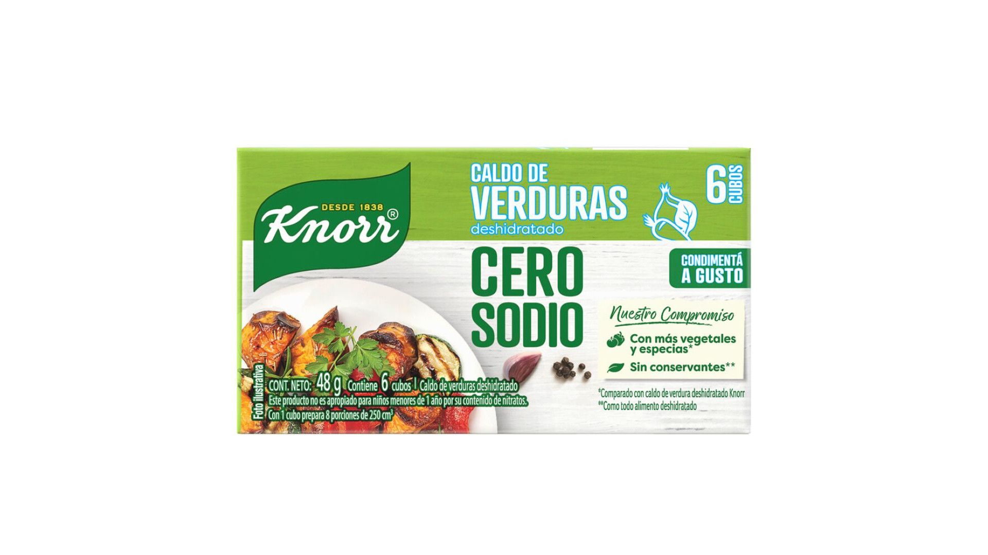 A pack shot of Knorr zero-sodium vegetable bouillon.