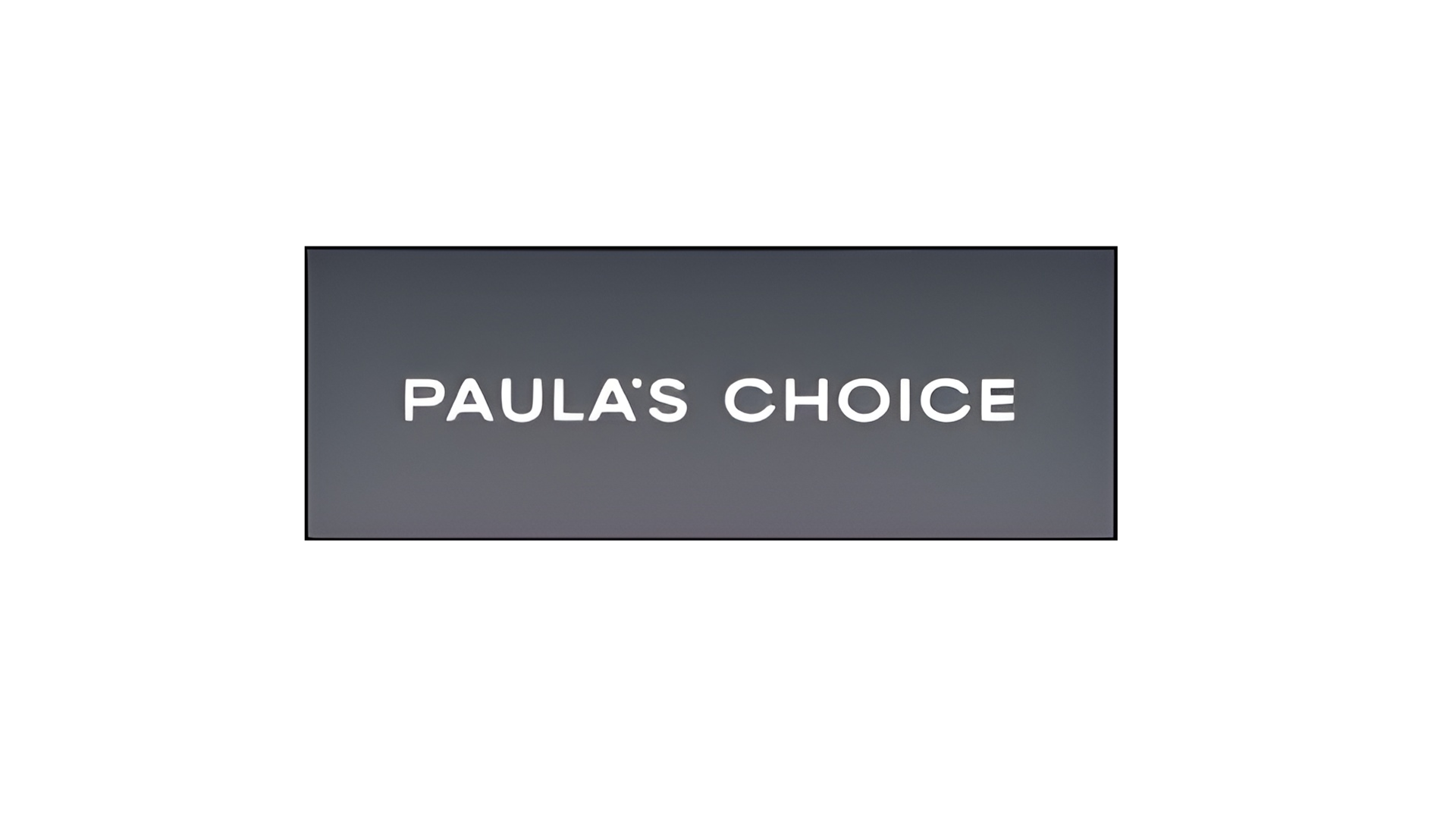 The logo for Unilever Beauty & Wellbeing’s Paula’s Choice brand. White text on a grey background