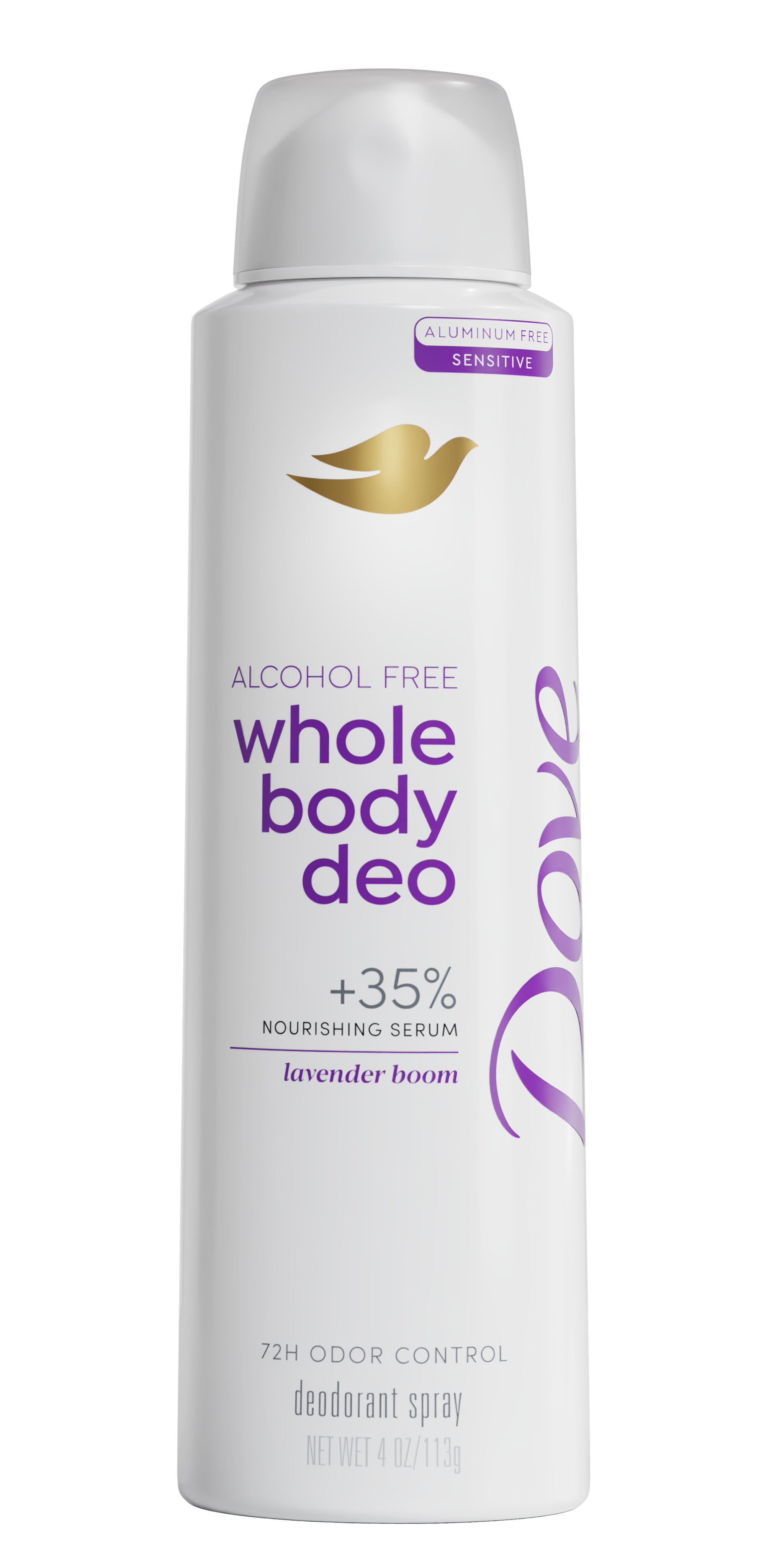 Dove lavender whole body deodorant spray for sensitive skin, aluminum and alcohol free