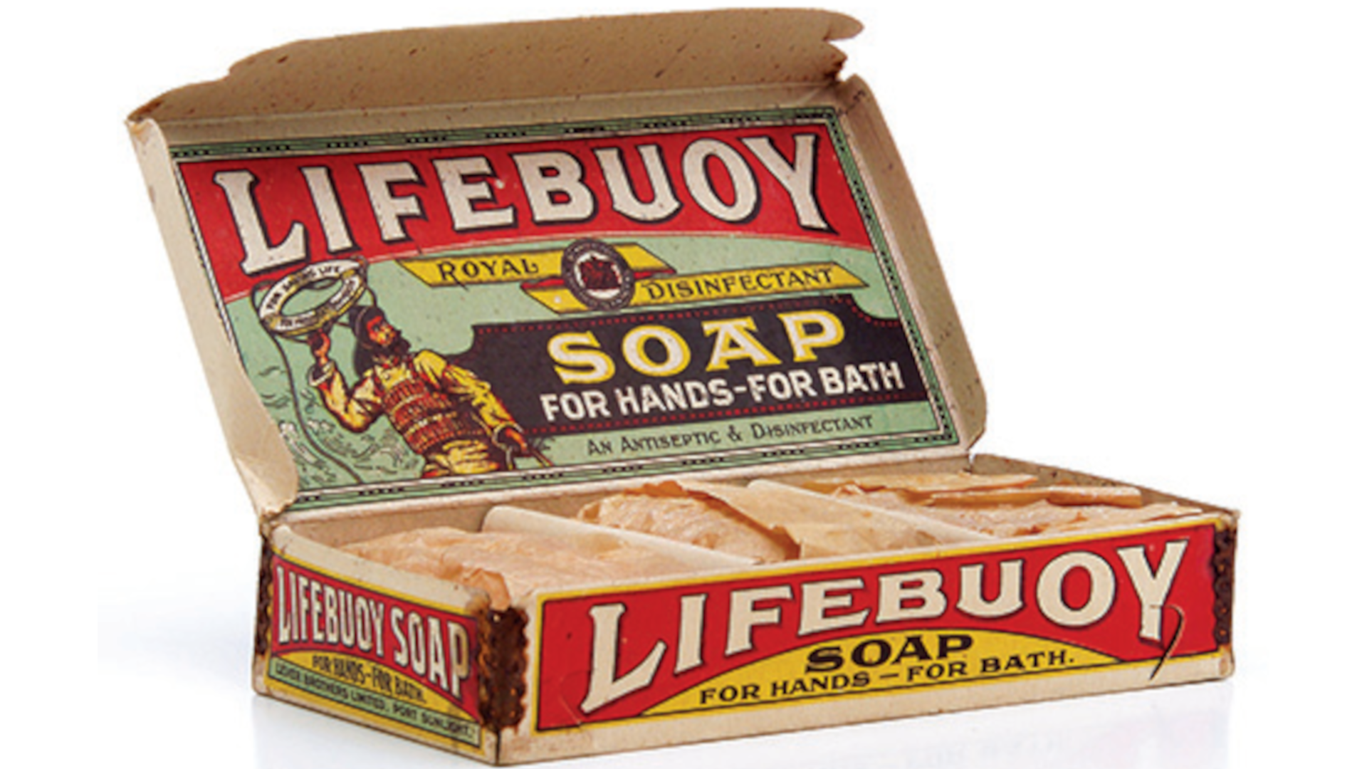 A pack of Lifebuoy soap dating back to the 19th century.