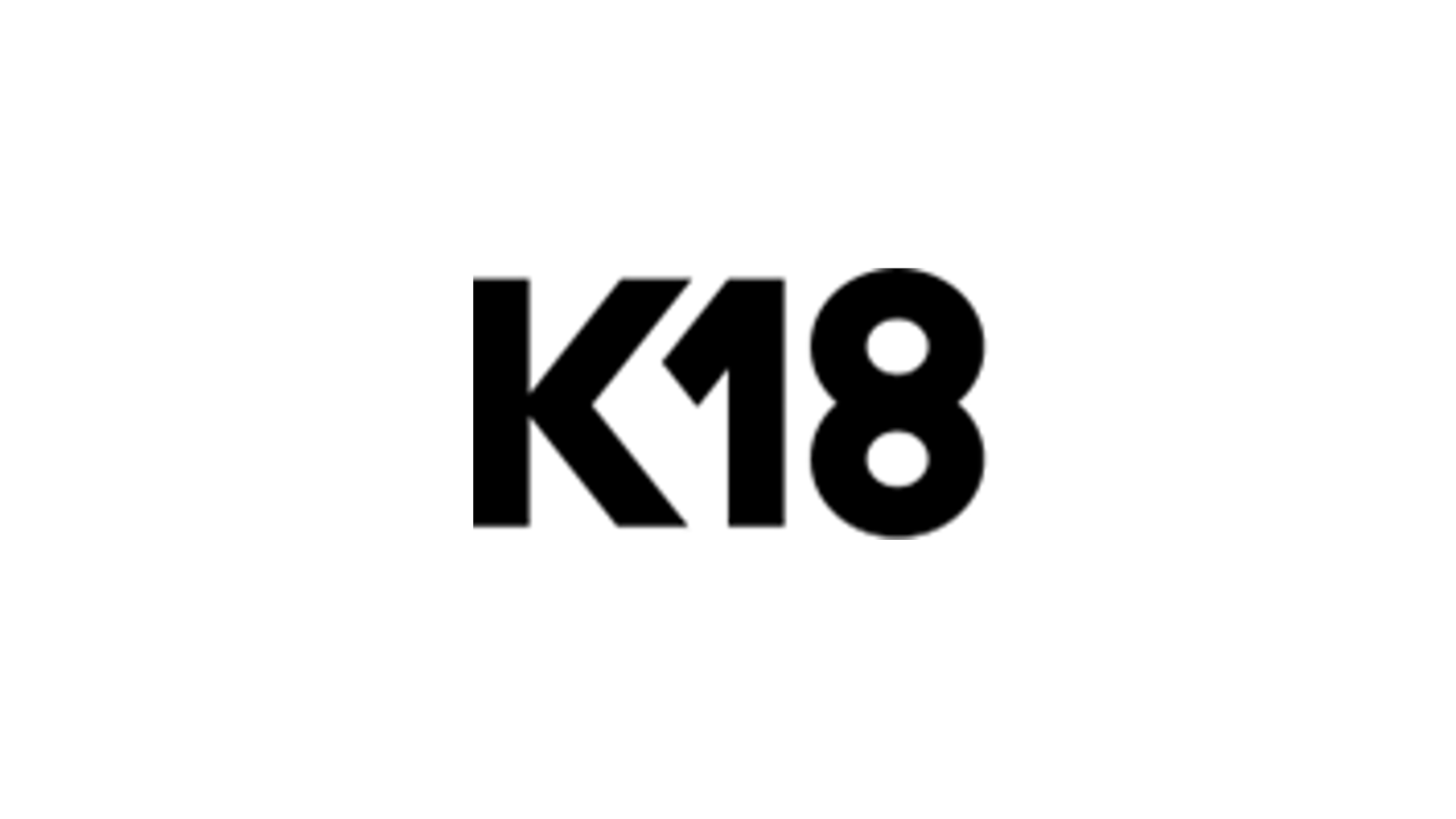 The logo for Unilever Beauty & Wellbeing’s K18 brand. Black text reading ‘K18’