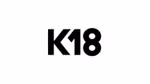 The logo for Unilever Beauty & Wellbeing’s K18 brand. Black text reading ‘K18’