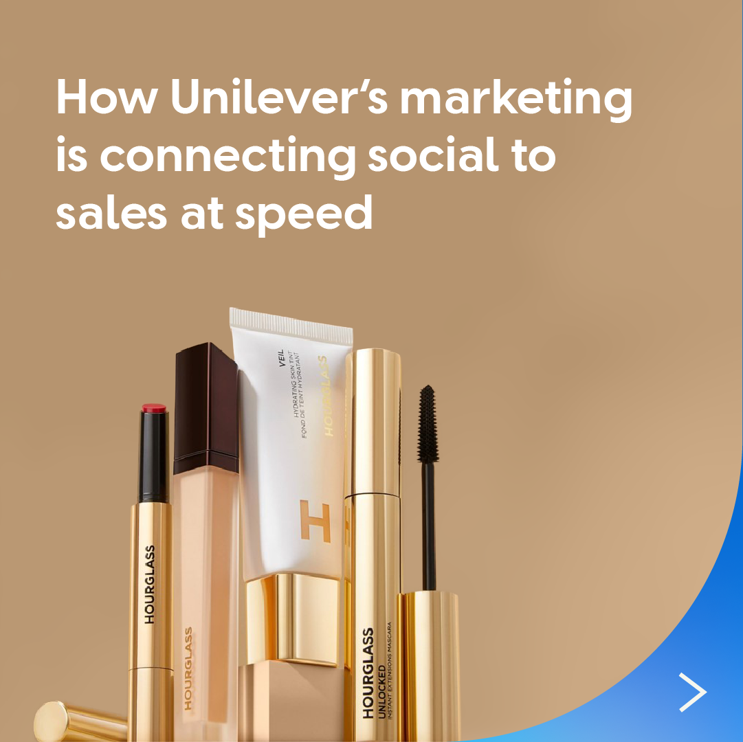 Marketing strategy with Hourglass cosmetics on brown background.