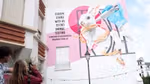 Street art in Paris calling on EU citizens to help protect the ban on animal testing for cosmetics.