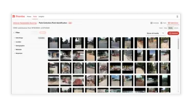 The Premise dashboard with uploaded photos of collection points.