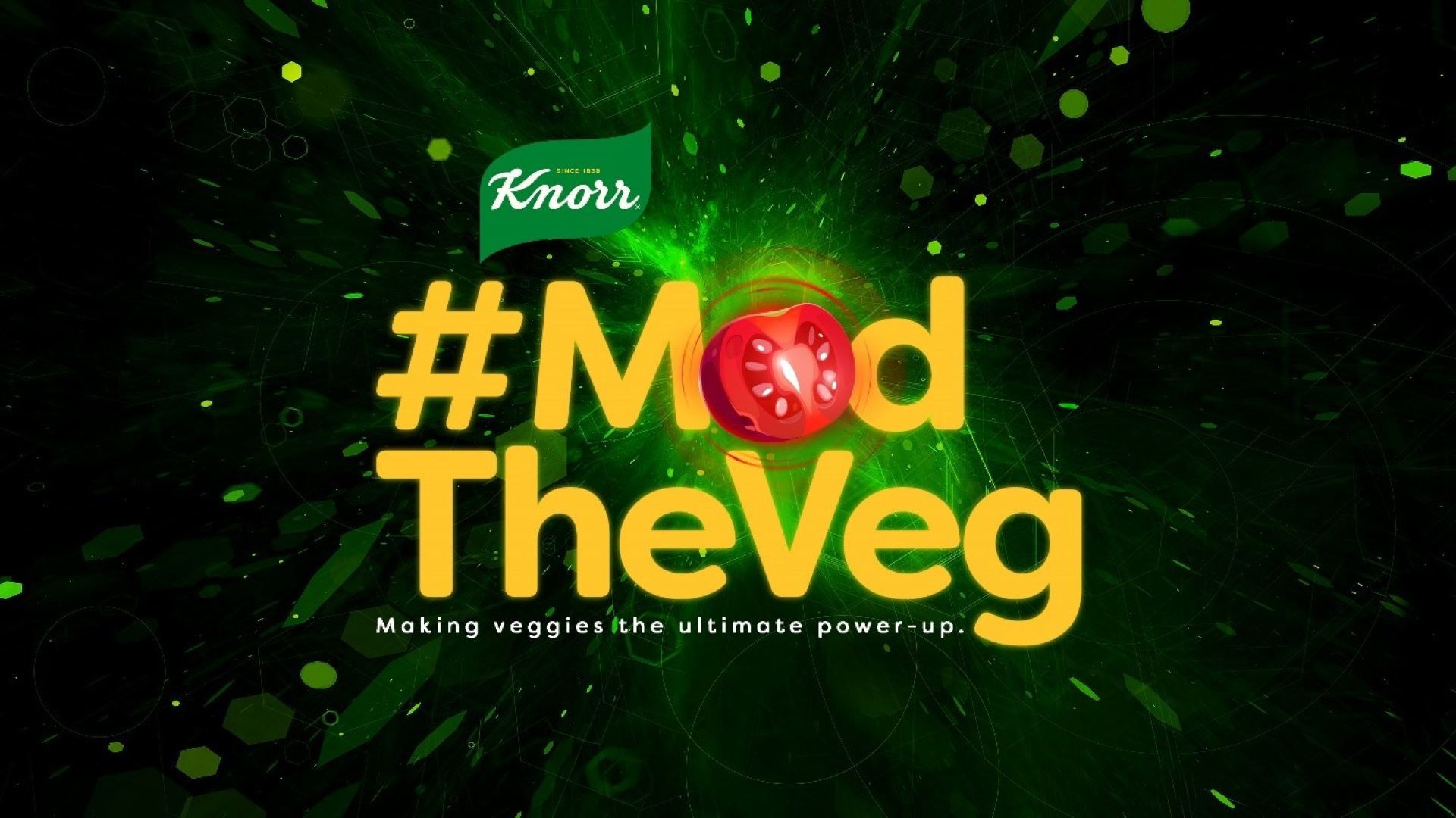 Knorr logo with the text "#ModTheVeg" and "Making veggies the ultimate power-up" on a green and black background